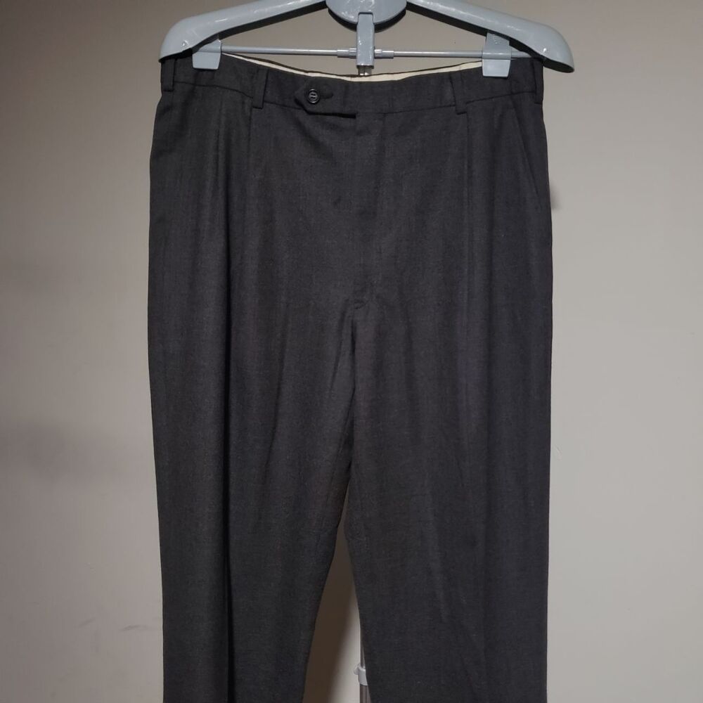 Brooks Brothers Mens 36 Gray 100% Wool Pleated Cuffed Dress Pants Made in Italy